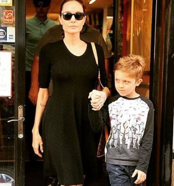 Knox Jolie-Pitt with his mother Angelina Jolie.